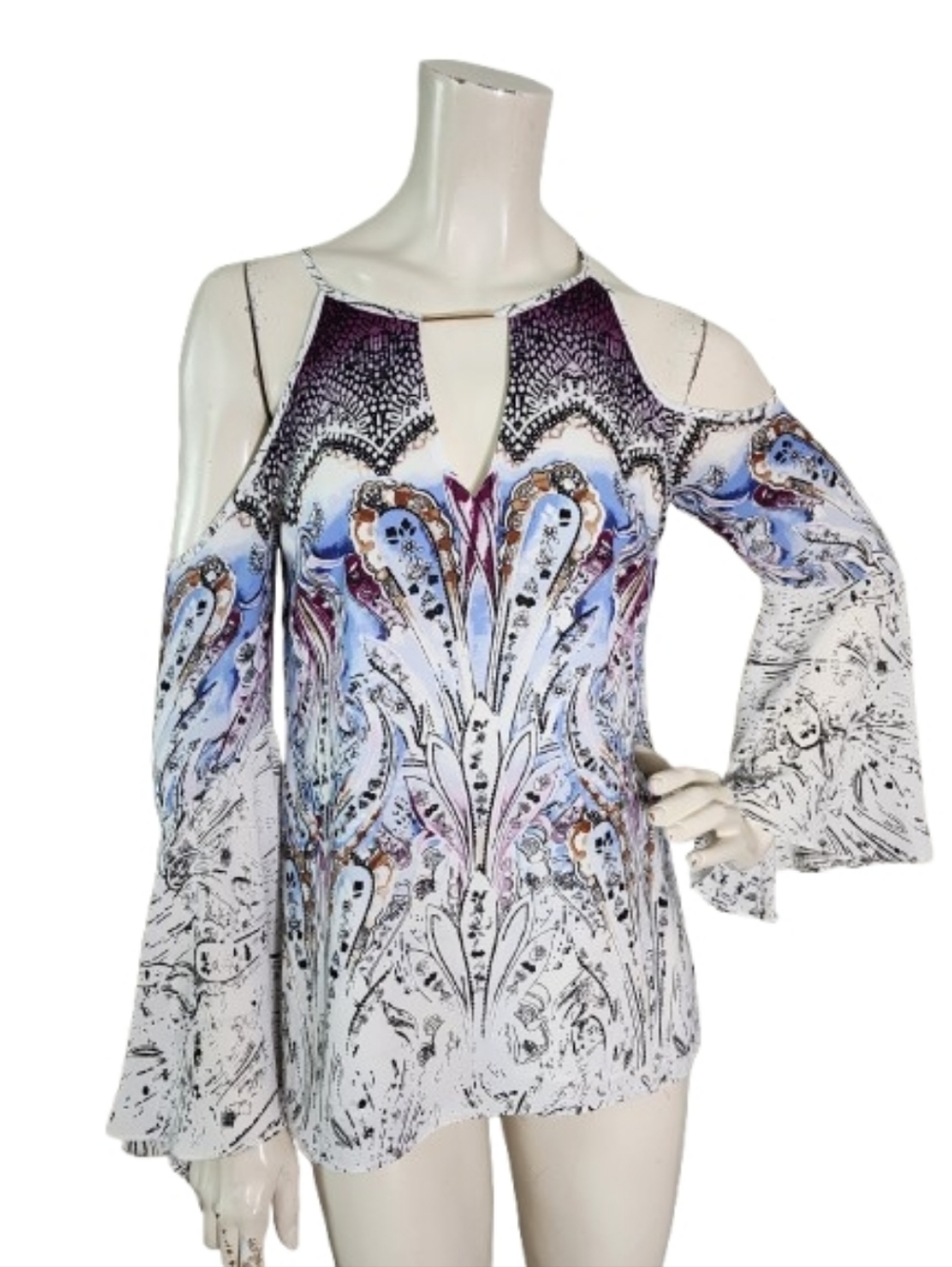White House Black Market Boho Top Women's 0 Bell Sleeve Tunic